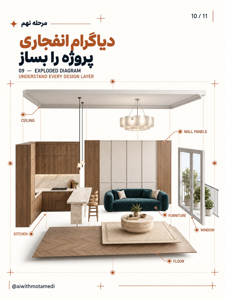 نمونهٔ آموزشی دیاگرام انفجاری برای ارائهٔ لایه‌های طراحی داخلی