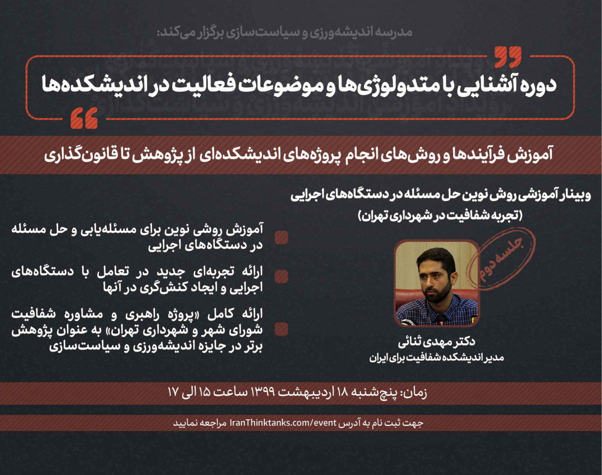 وبینار آموزشی روش نوین حل مسئله در دستگاه‌های اجرایی (تجربه شفافیت در شهرداری تهران)