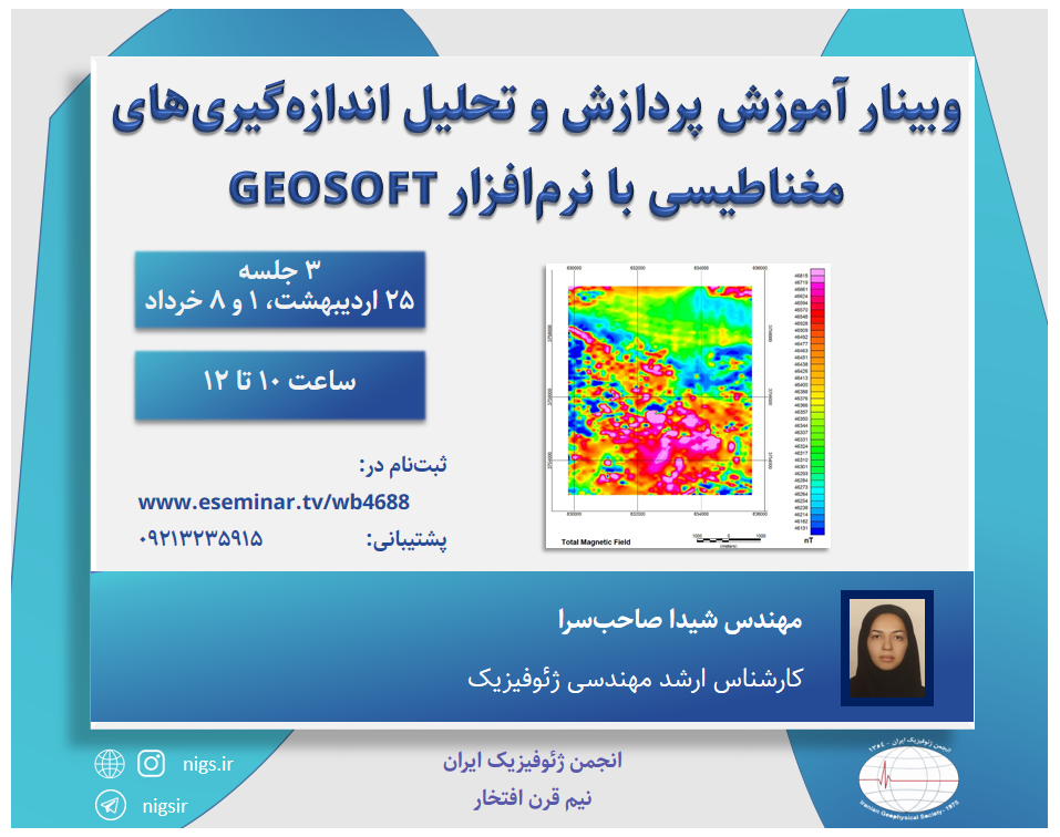 وبینار آموزش نرم‌افزار GEOSOFT برای پردازش و تحلیل اندازه گیری های مغناطیسی