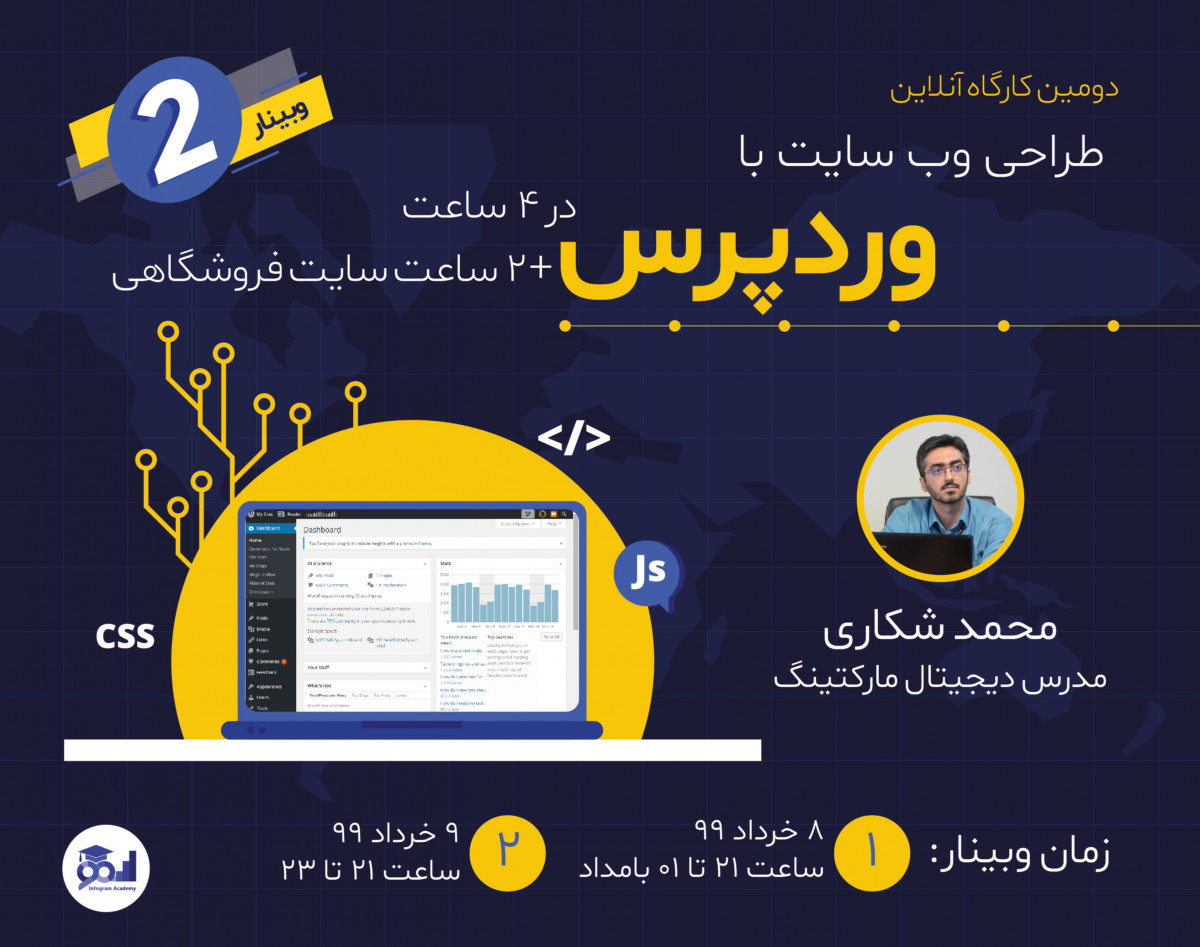 دومین وبینار طراحی سایت با وردپرس در 4 ساعت + 2 ساعت سایت فروشگاهی