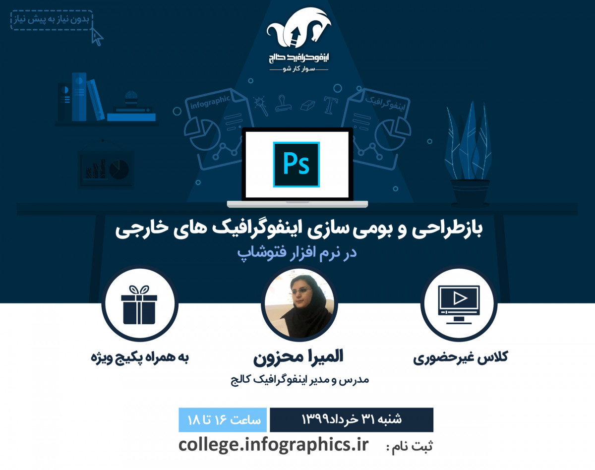 وبینار بازطراحی و بومی سازی اینفوگرافیک های خارجی در نرم افزار فتوشاپ