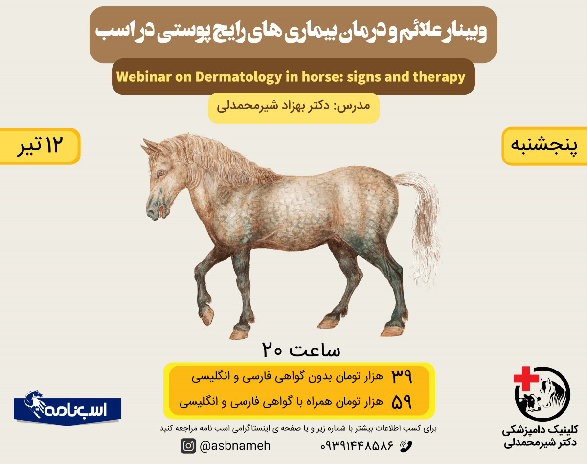 وبینار علائم و درمان بیماری های رایج پوستی در اسب