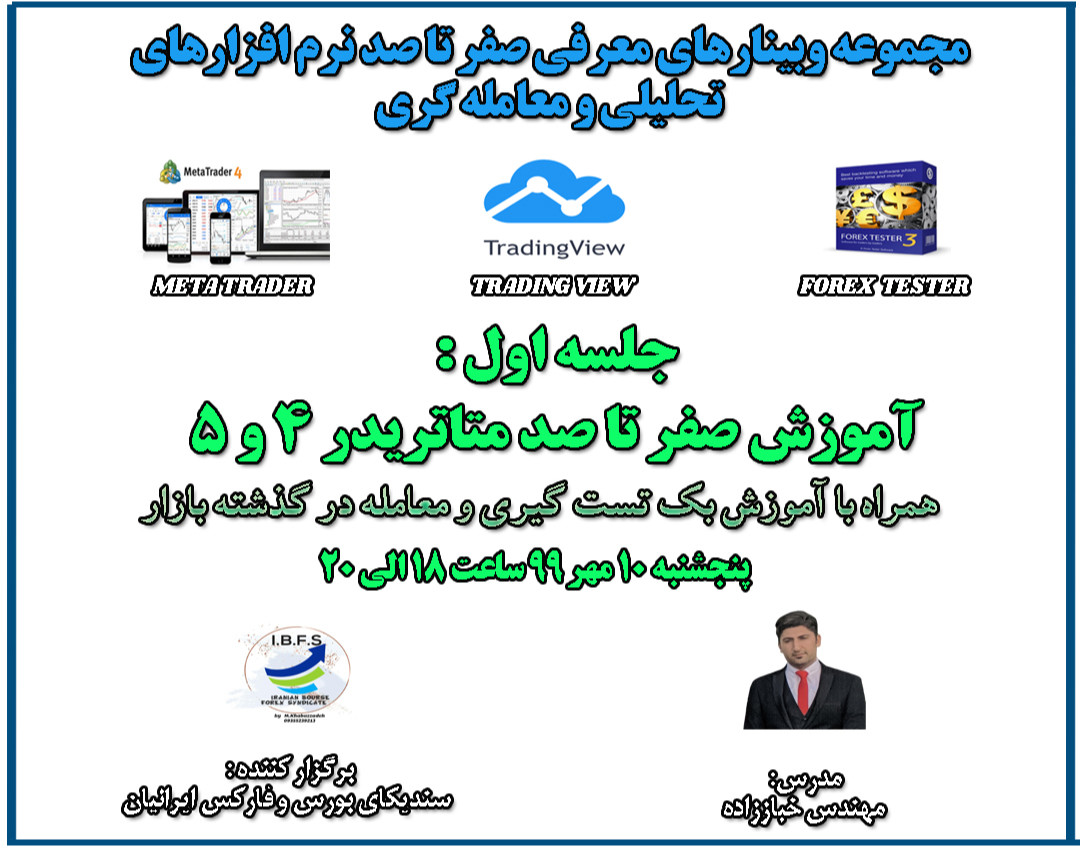 مجموعه وبینارهای معرفی صفر تا صد نرم افزارهای معاملاتی و تحلیلی (متاتریدر، فارکس تستر، trading view) برای معامله در گذشته بازار (بک تستینگ)