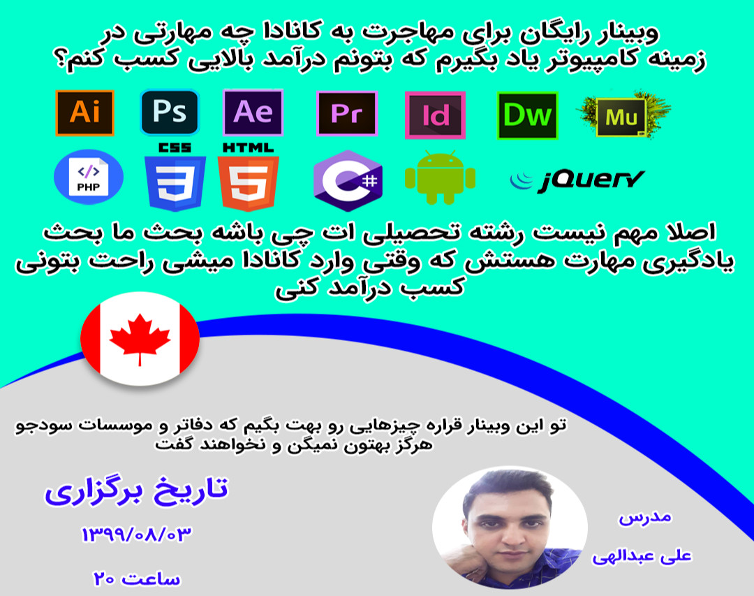 وبینار رایگان برای مهاجرت به کانادا چه مهارتی در زمینه کامپیوتر یاد بگیرم که بتونم درآمد بالایی کسب کنم؟