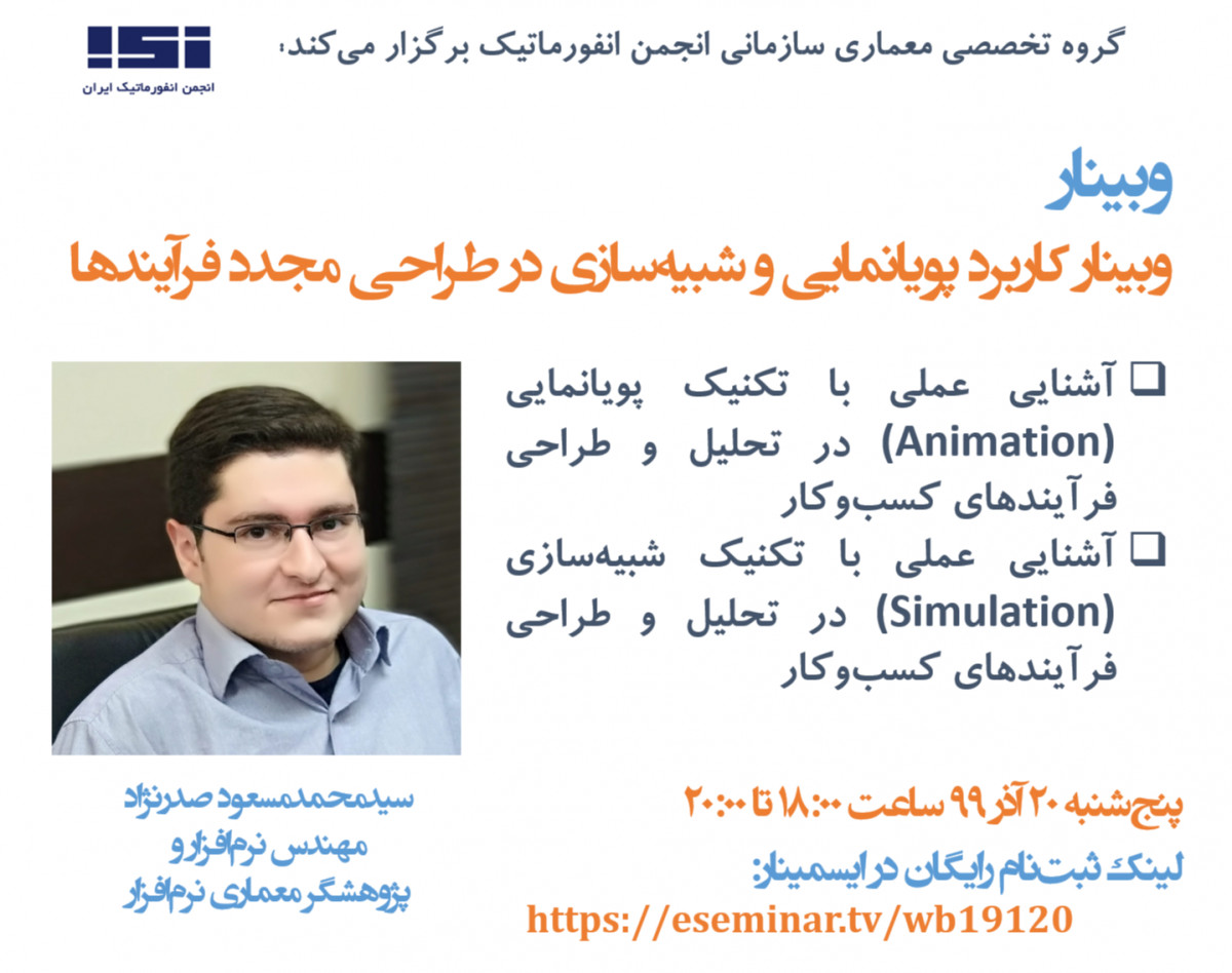 وبینار کاربرد پویانمایی و شبیه‌سازی در طراحی مجدد فرآیندها