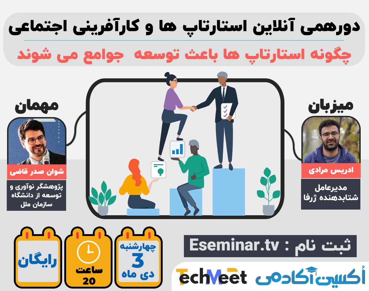 وبینار رویدادآنلاین استارتاپ ها و کارآفرینی اجتماعی با شوان صدر قاضی