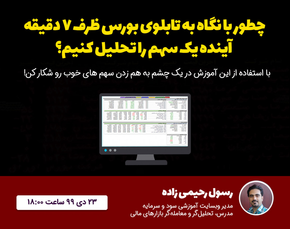 وبینار چطور با نگاه کردن به تابلوی بورس ظرف 7 دقیقه، آینده یک سهم را تحلیل کنیم؟
