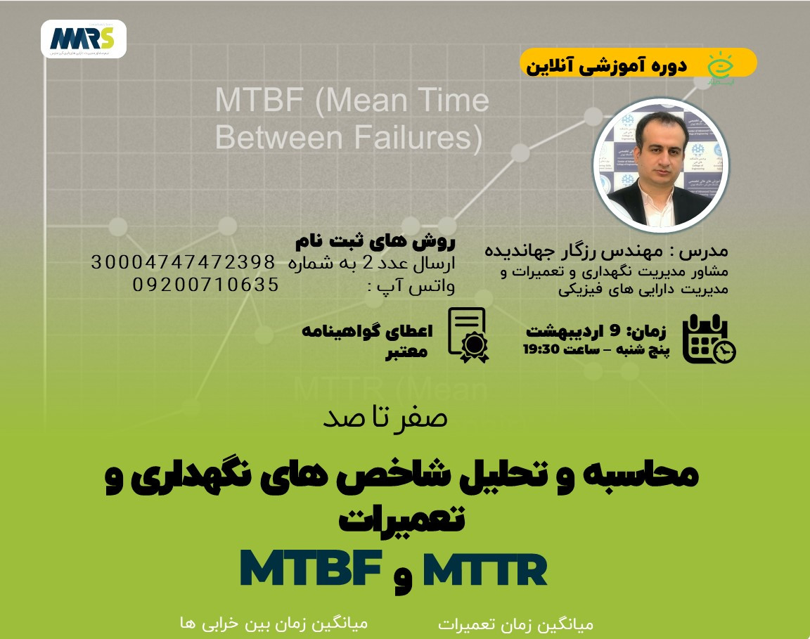 وبینار محاسبه و تحلیل شاخص های نگهداری و تعمیرات   MTTR وMTBF