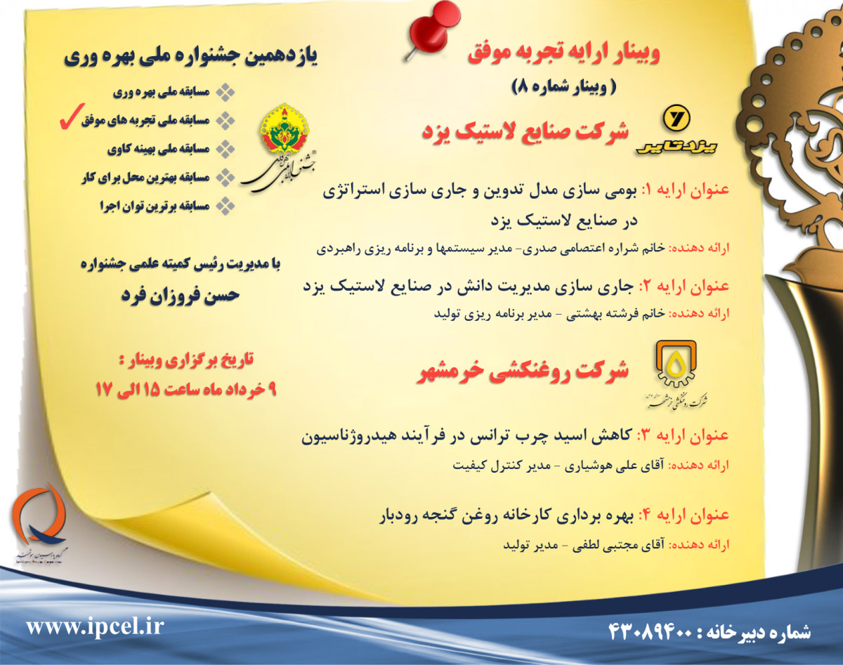 وبینار تجربه موفق جشنواره ملی بهره وری - جلسه هشتم