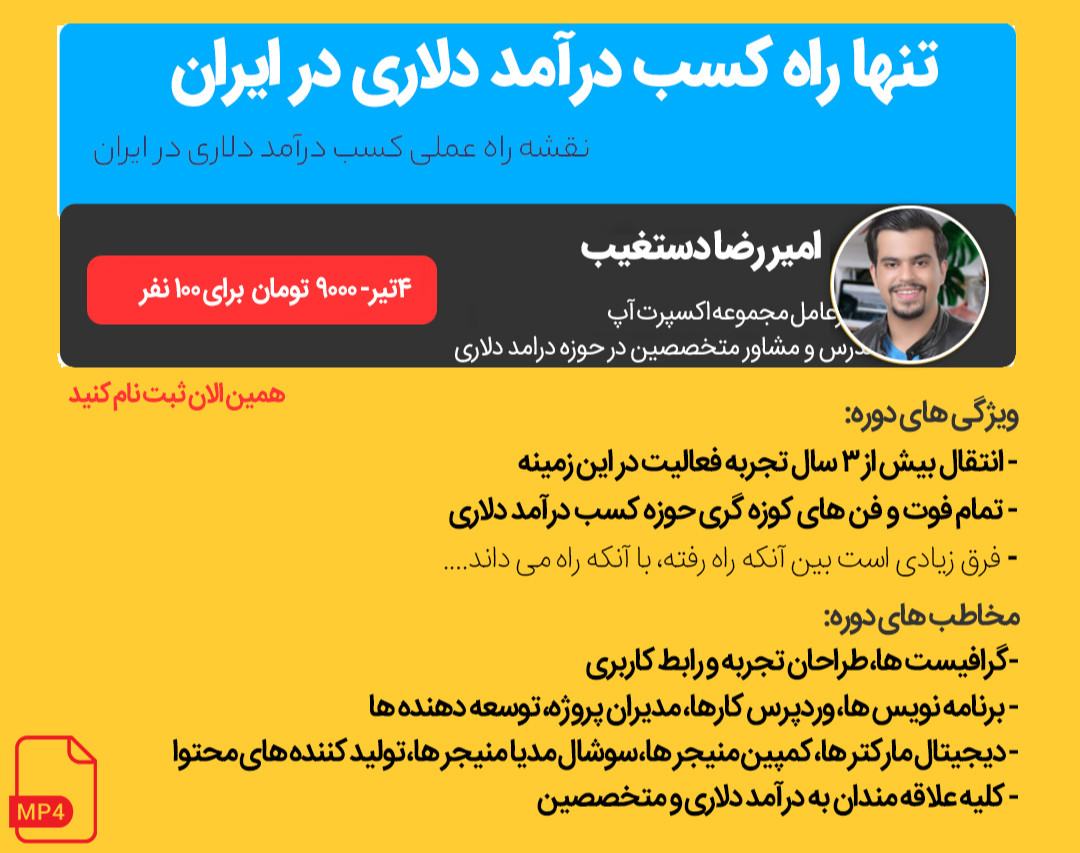 تنها راه کسب درآمد دلاری در ایران - 1000 دلار در ماه