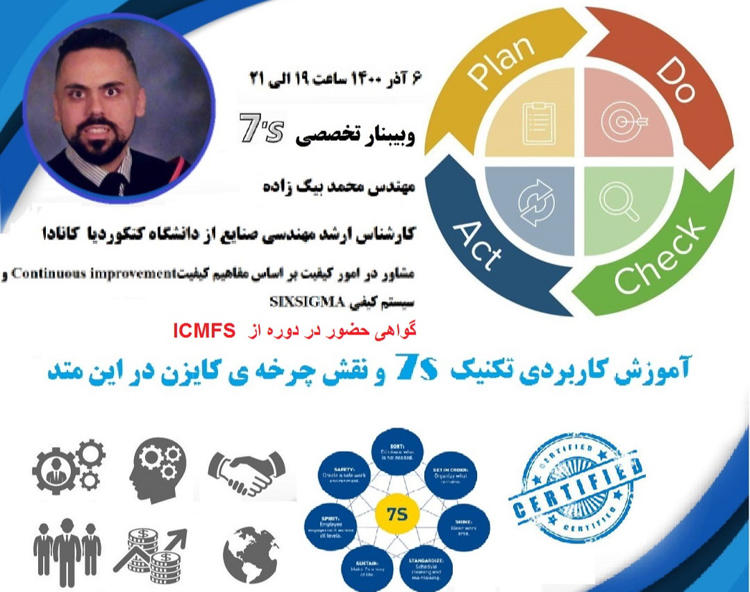 وبینار آموزش کاربردی تکنیک 7S  و نقش چرخه ی کایزن در این متد