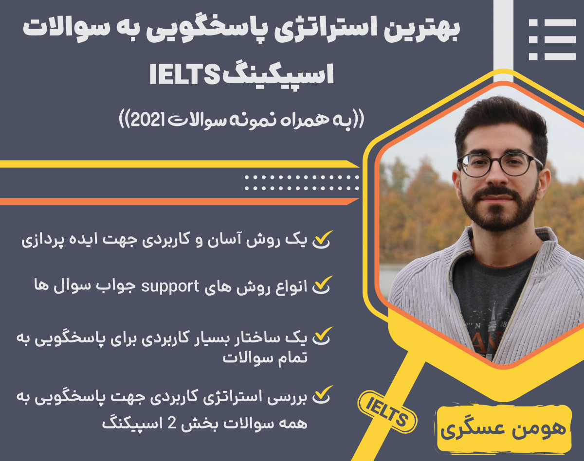 (دوره اول) وبینار بهترین استراتژی پاسخگویی به سوالات اسپیکینگ آیلتس + نمونه سوالات 2021