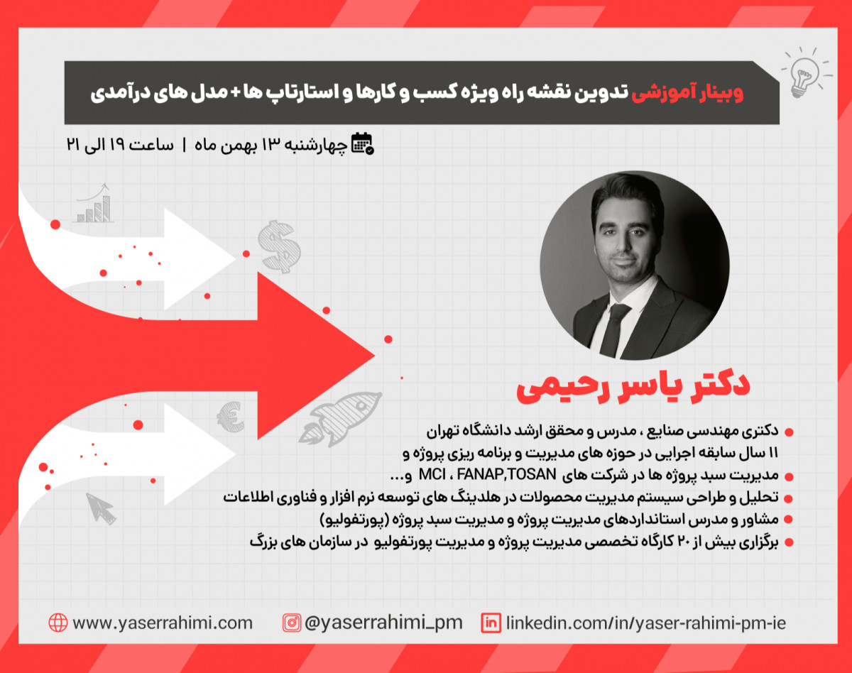 وبینار آموزشی تدوین نقشه راه ویژه کسب و کارها و استارتاپ ها + مدل های درآمدی