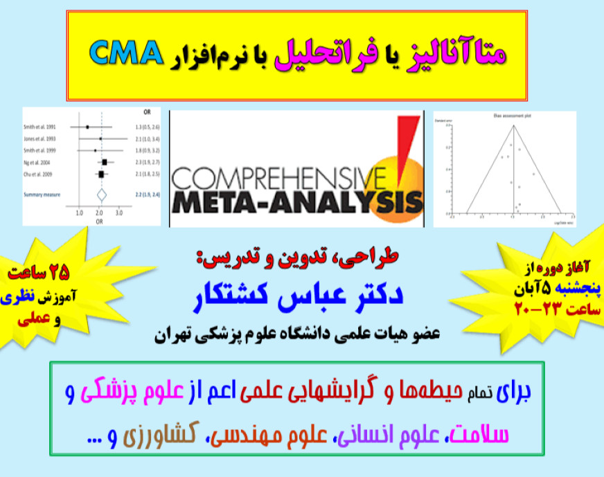 وبینار متاآنالیز (فراتحلیل) با نرم افزار CMA (جلسه اول رایگان)