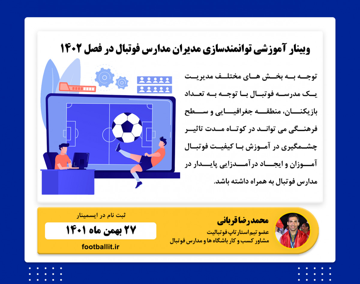 وبینار آموزشی توانمندسازی مدیران مدارس فوتبال در فصل ۱۴۰۲