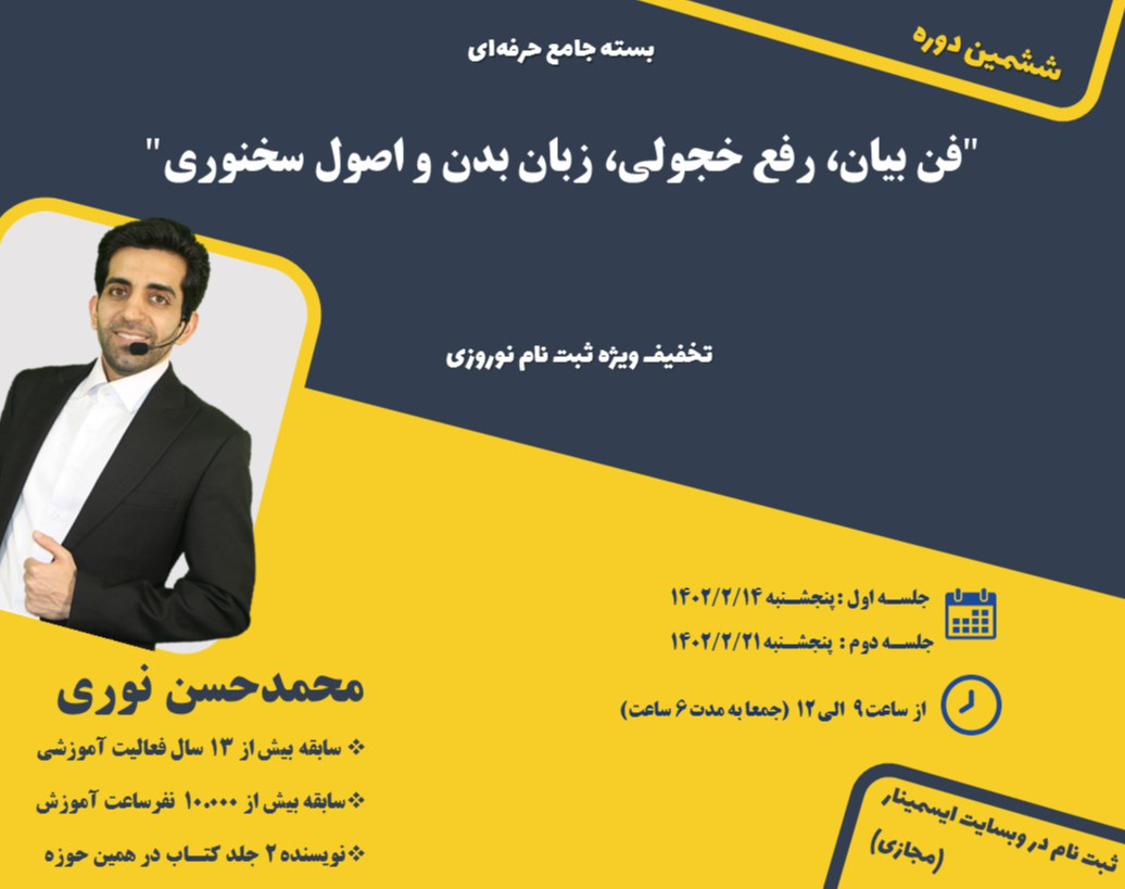 بسته جامع حرفه‌ای "فن بیان، رفع خجولی، زبان بدن و اصول سخنوری"