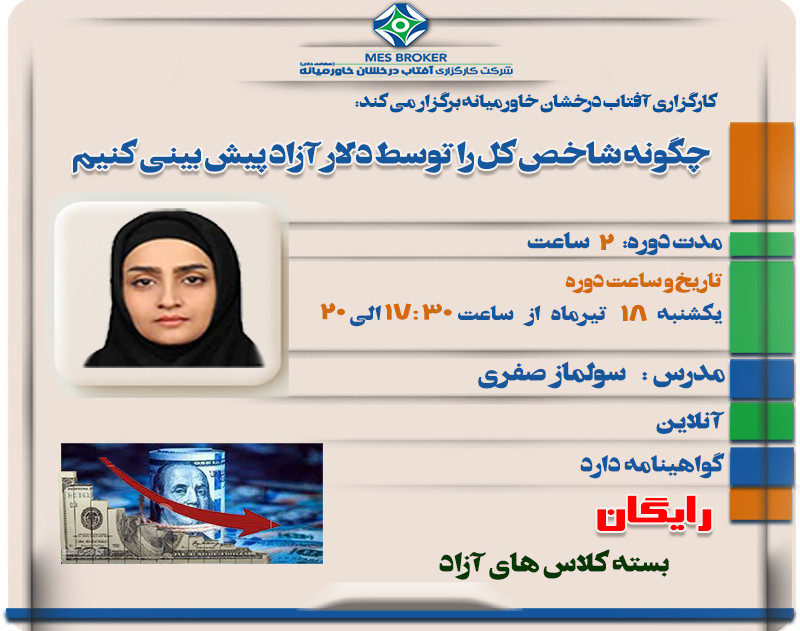 وبینار چگونه شاخص کل را توسط دلار آزاد پیش بینی کنیم (کارگزاری آفتاب درخشان خاورمیانه)