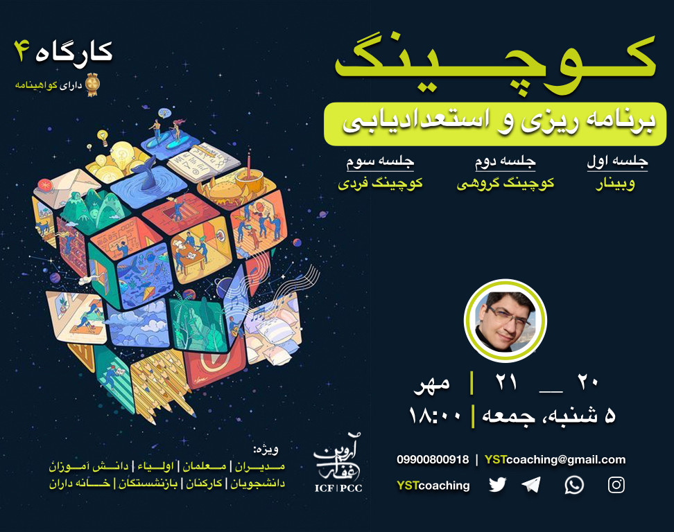 کارگاه چهارم: کوچینگ آشنایی با اصول برنامه ریزی و استعدادیابی ( شغلی _ تحصیلی ) با روش جدید