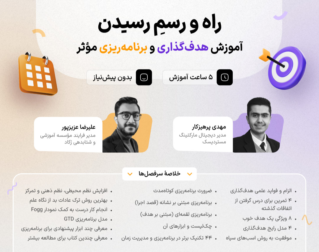 ویدئو دوره راه و رسمِ رسیدن، آموزش هدف‌گذاری و برنامه‌ریزی مؤثر