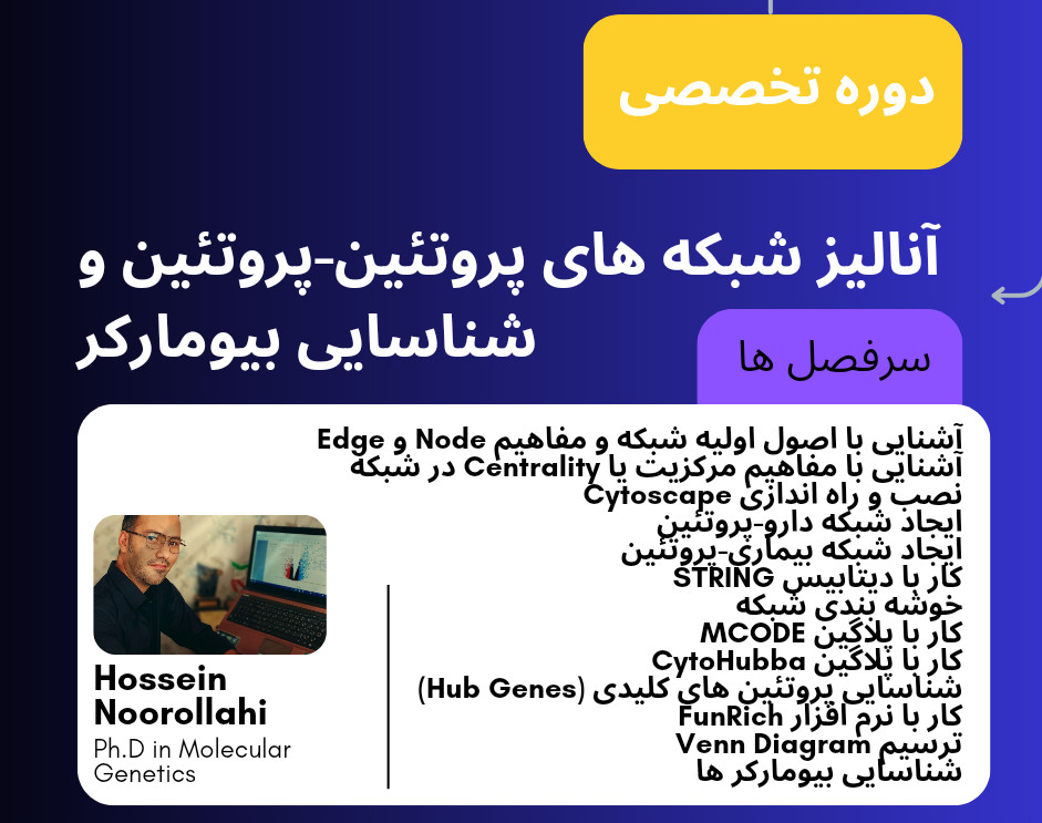 دوره آموزشی آنالیز شبکه های پروتئین-پروتئین با Cytoscape و STRING و شناسایی بیومارکر