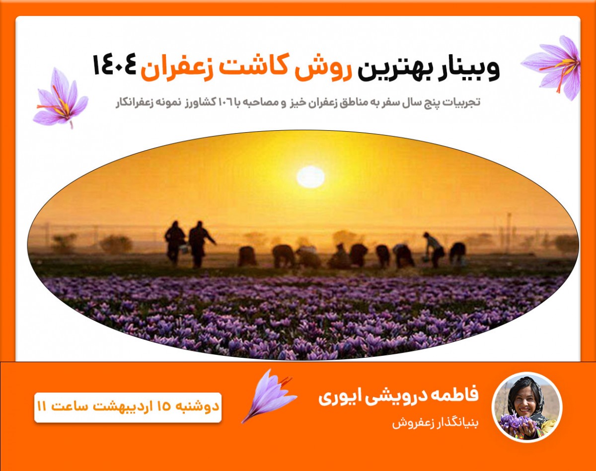 وبینار بهترین روش احداث مزرعه زعفران 1404
