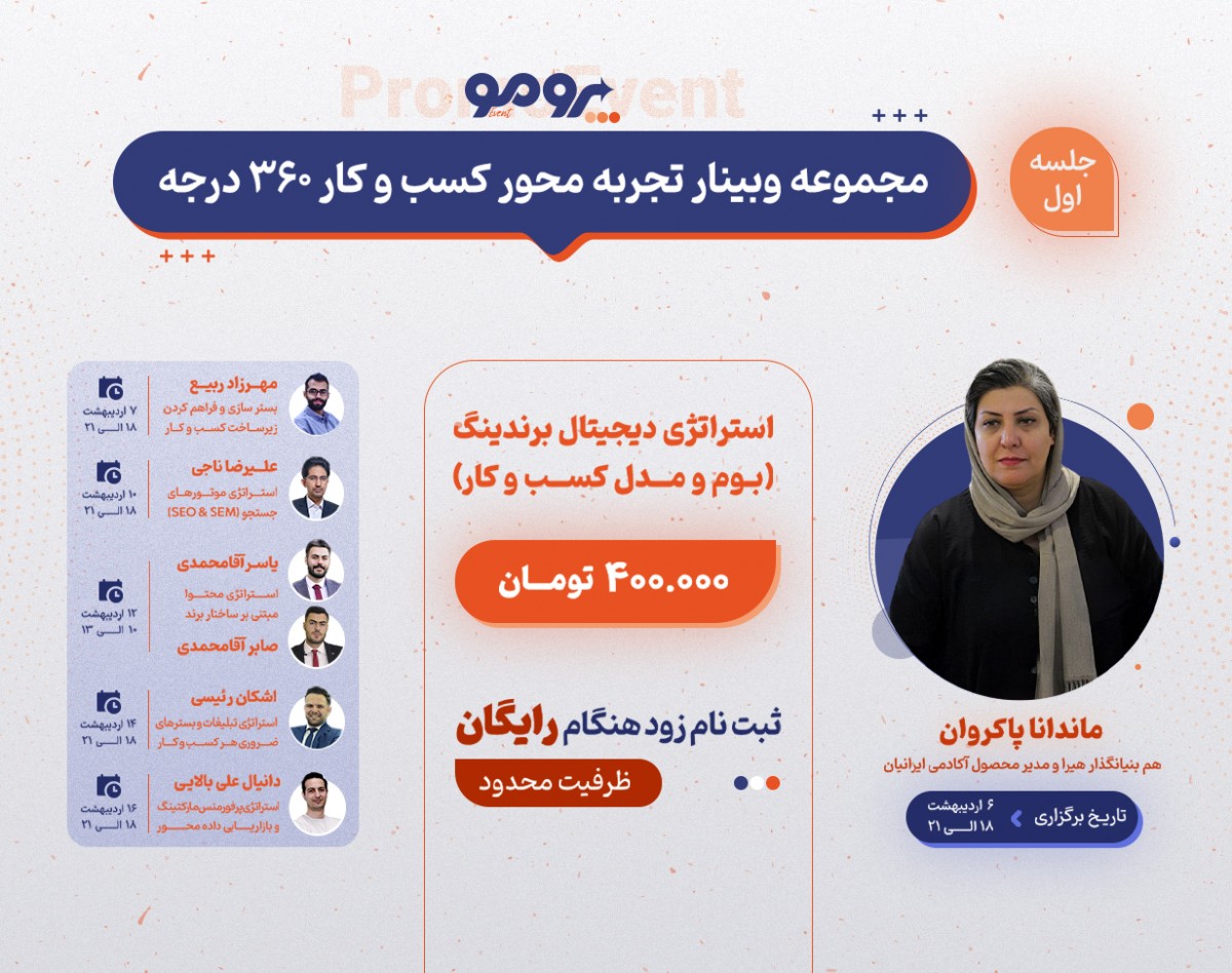 وبینار کسب‌وکار ۳۶۰ درجه ✅ استراتژی دیجیتال برندینگ (بوم و مدل کسب‌وکار)