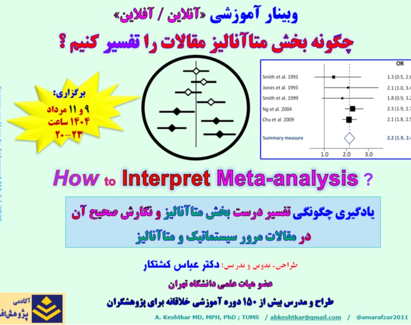 وبینار تفسیر کاربردی «متاآنالیز» در مقالات