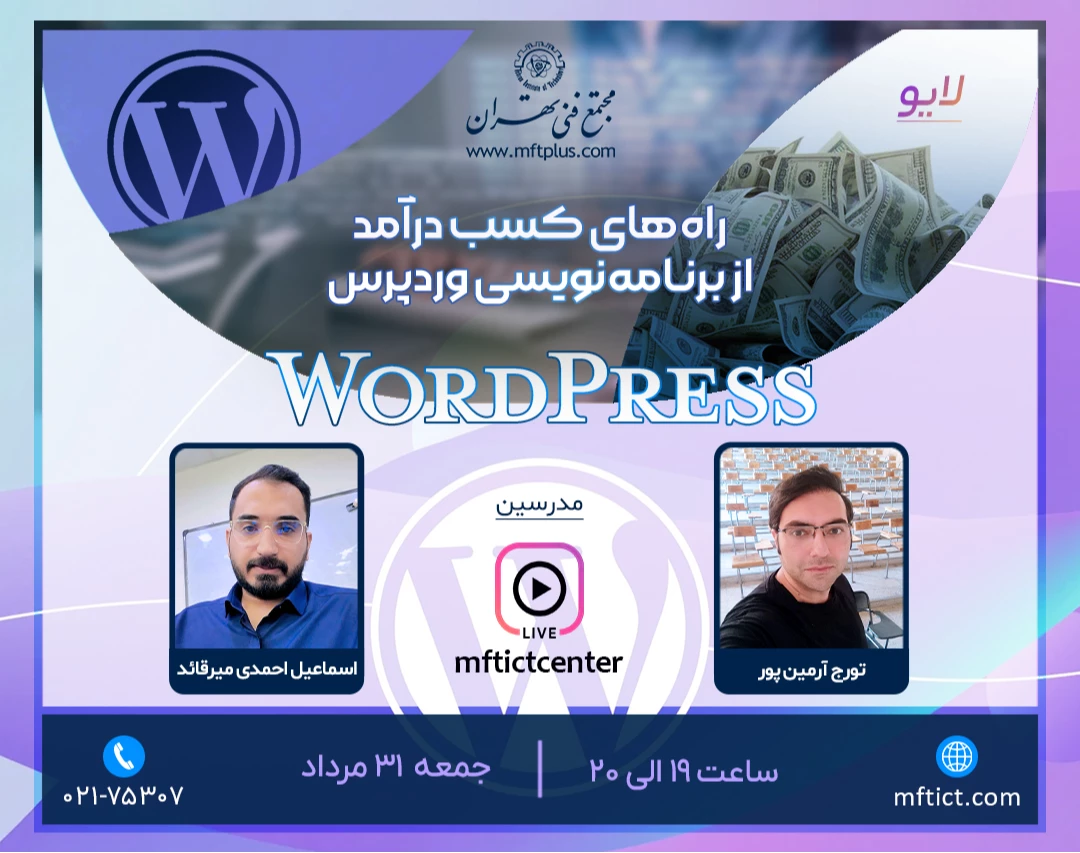 وبینار راه های کسب درآمد از برنامه نویسی وردپرس