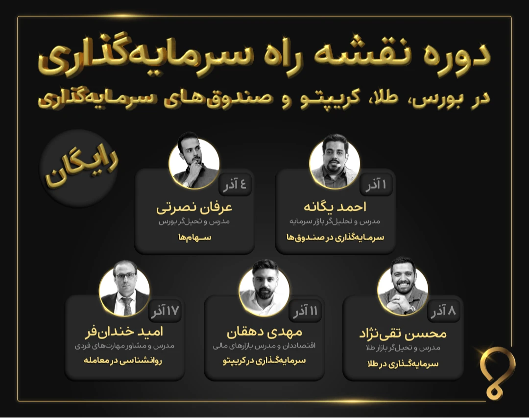 وبینار نقشه راه سرمایه‌گذاری در بورس، طلا، کریپتو و صندوق های سرمایه‌گذاری با ره‌آورد