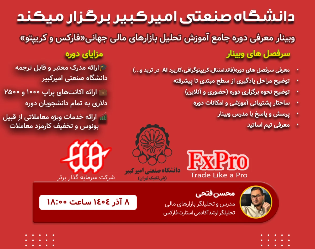 وبینار دوره جامع تحلیل بازارهای مالی جهانی دانشگاه صنعتی امیرکبیر (فارکس و کریپتو)