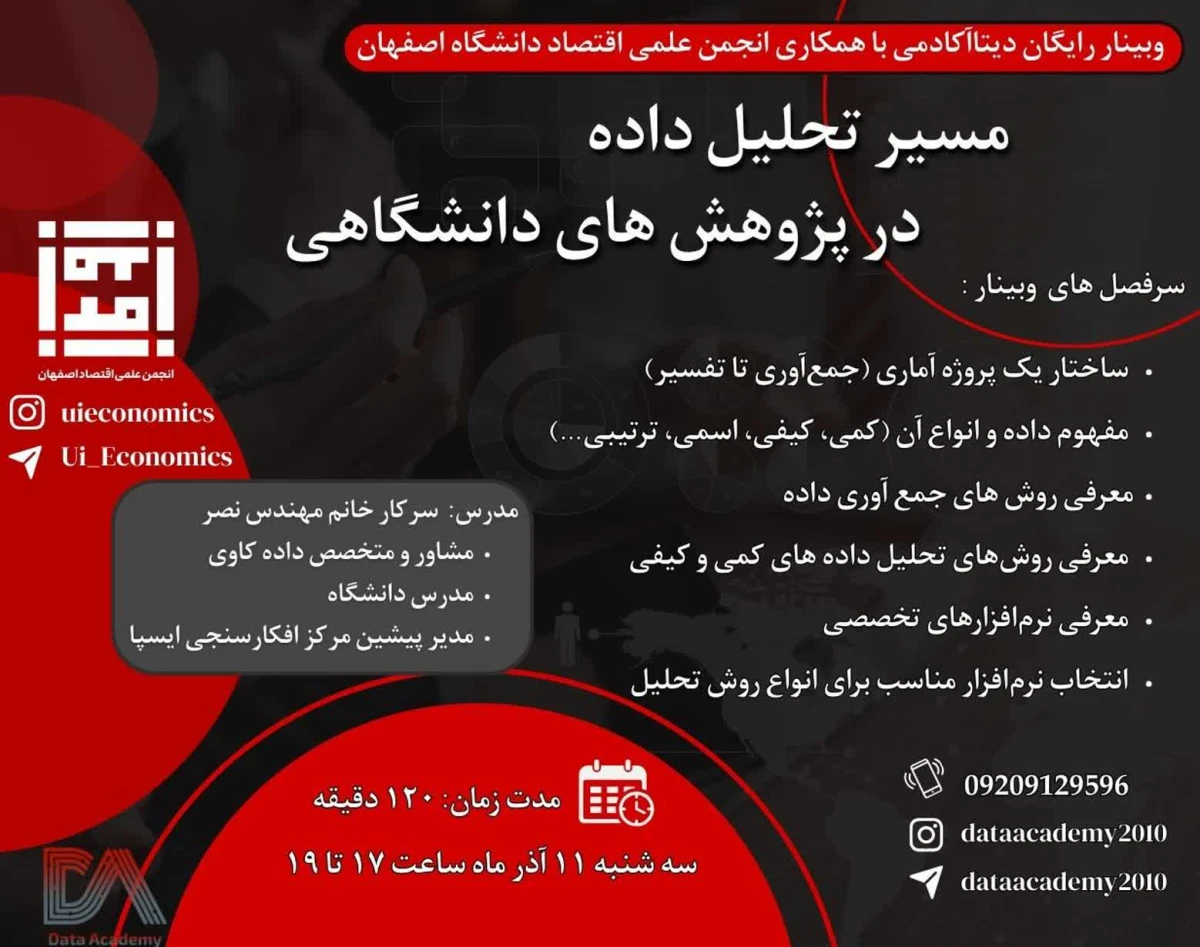 وبینار مسیر تحلیل داده در پژوهش‌های دانشگاهی