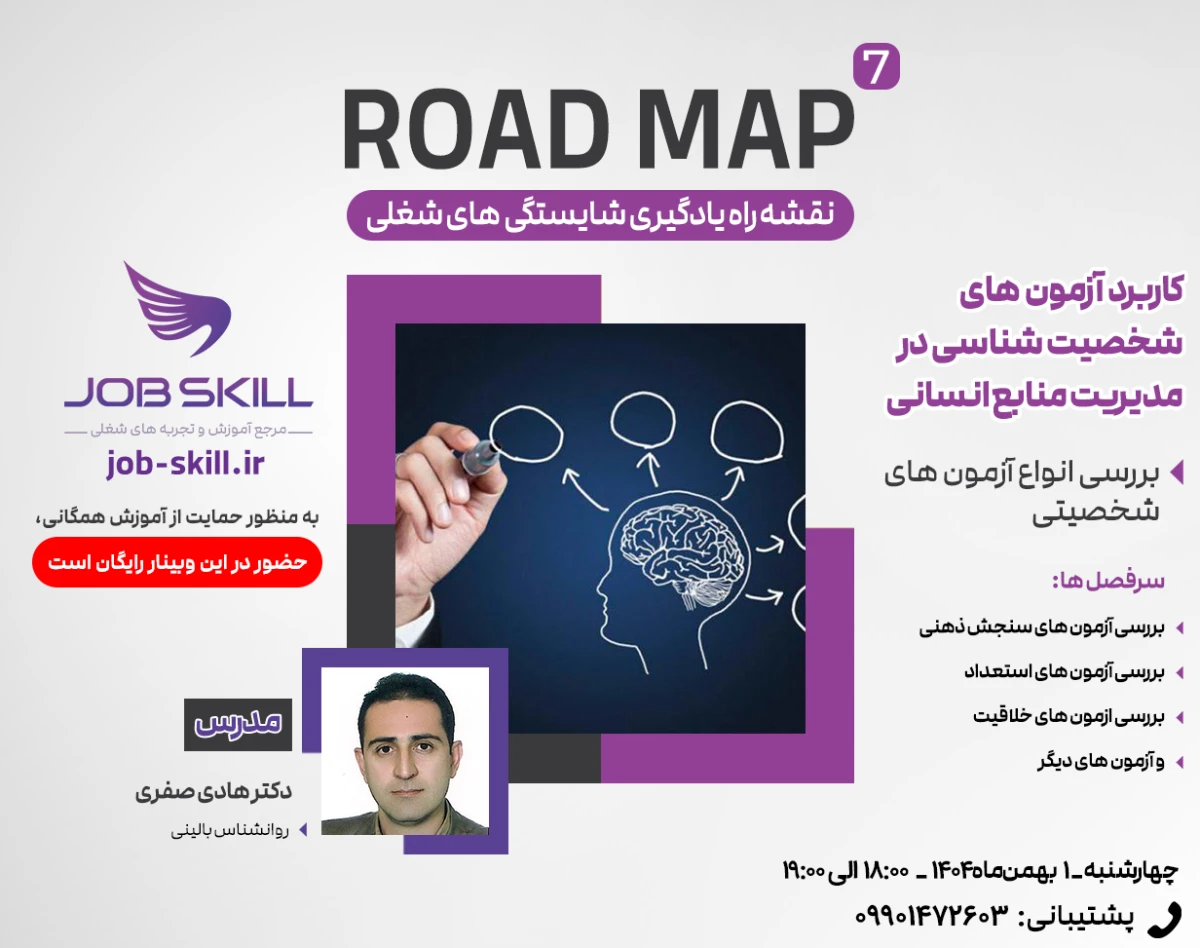 وبینار Road Map 7 - کاربرد آزمون های شخصیت شناسی در مدیریت منابع انسانی