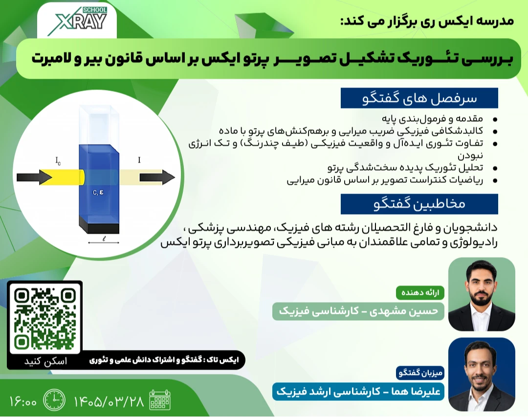 وبینار X_TALK بررسی تئوریک تشکیل تصویر پرتو ایکس بر اساس قانون بیر و لامبرت