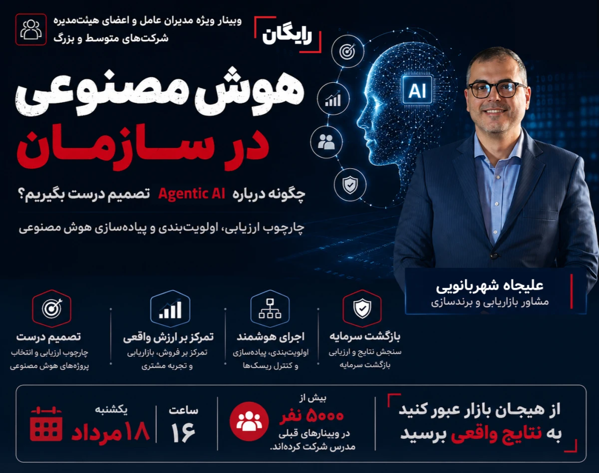 وبینار چارچوب ارزیابی، اولویت‌بندی و پیاده‌سازی هوش مصنوعی در فروش و بازاریابی  سازمان