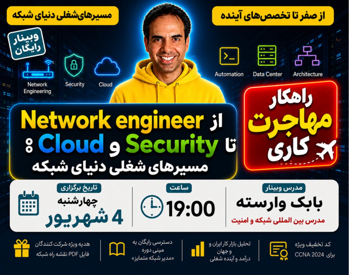 وبینار از Network Engineer تا Cloud و Security؛ مسیرهای شغلی دنیای شبکه در 2026 (برگزاری یازدهم)