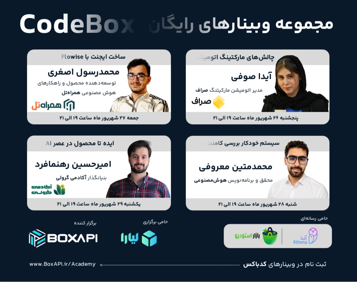 مجموعه وبینار CodeBox؛هوش مصنوعی؛ پیاده‌سازی، پایش و رشد