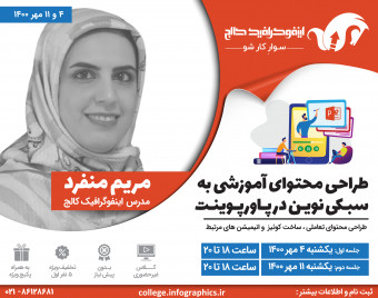 وبینار طراحی محتوای آموزشی به سبکی نوین در پاورپوینت (محتوای تعاملی ، ساخت کوئیز  و انیمیشن های مرتبط)