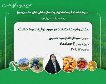 وبینار میوه خشک ، فرصت‌های ثروت‌ساز ، چالش‌های خانمان‌سوز
